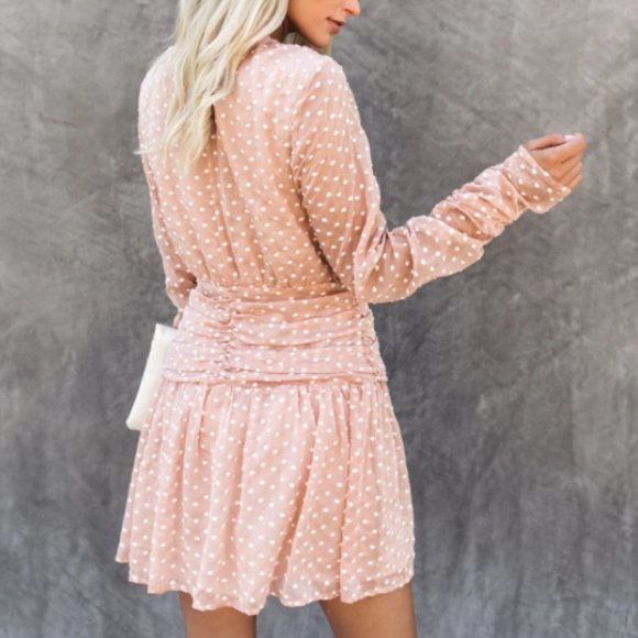 VICI HOPE YOU DANCE GATHERED POLKA DOT DRESS - Picture 6 of 6